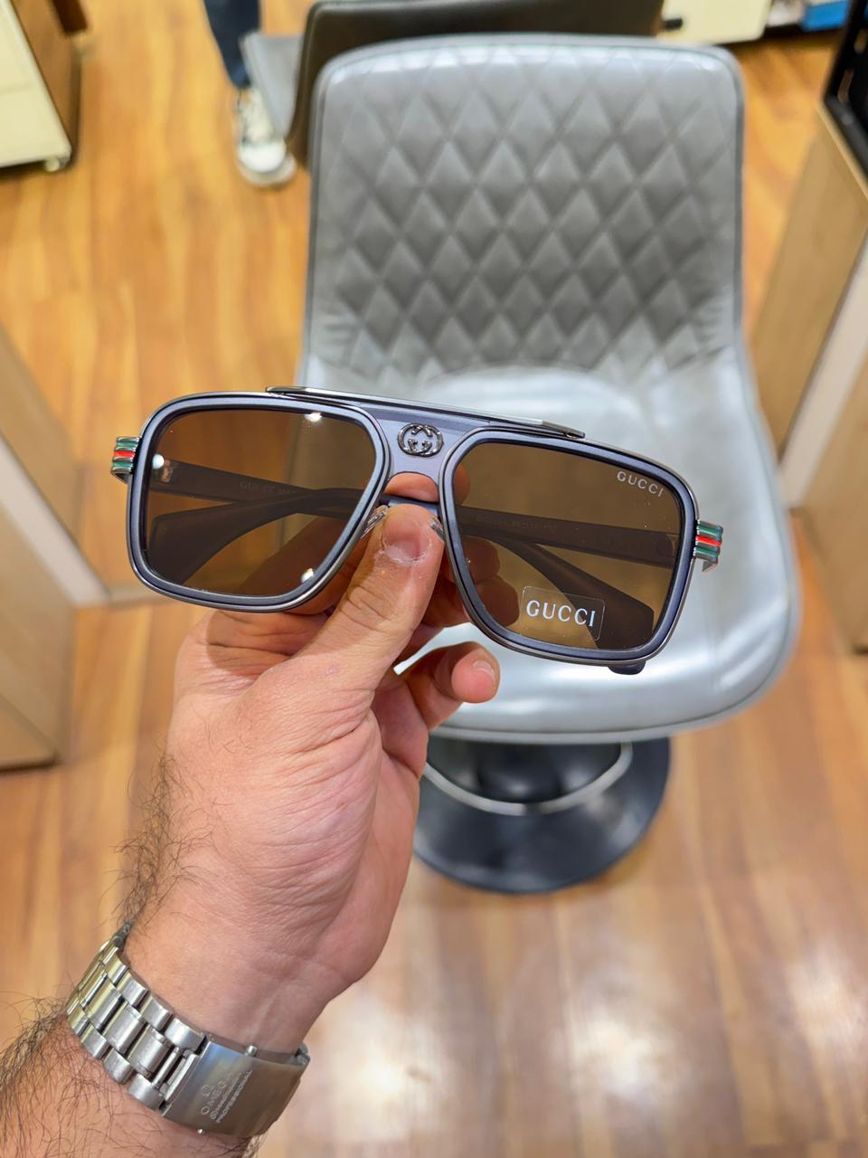 Gucci 1295 Blue Brown Premium Sunglass