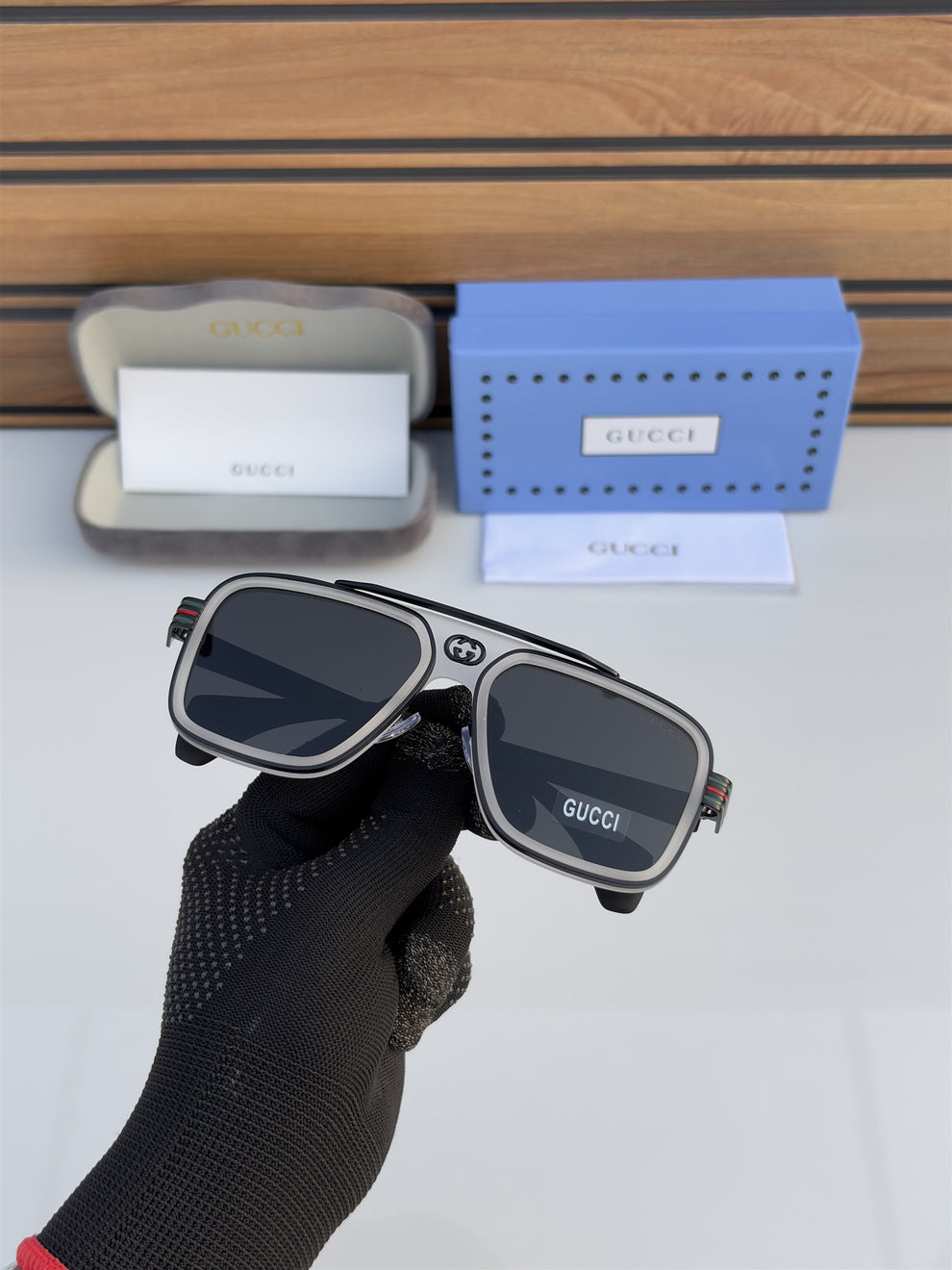 GUCCI 1295 TRANSPARENT BLACK SUNGLASSS