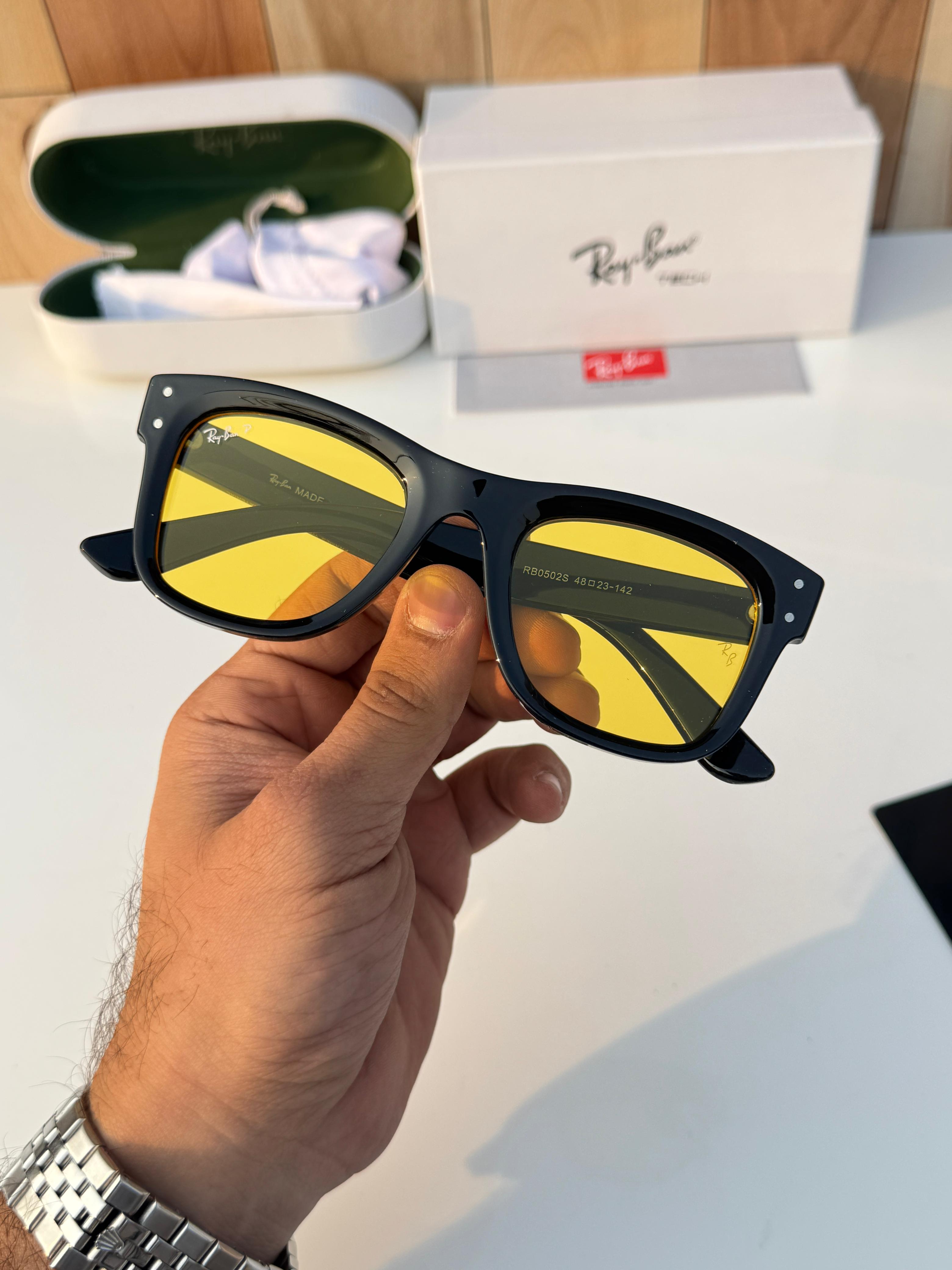 Rayban 0502 Black Yellow Reverse Sunglass Toxic Exclusive