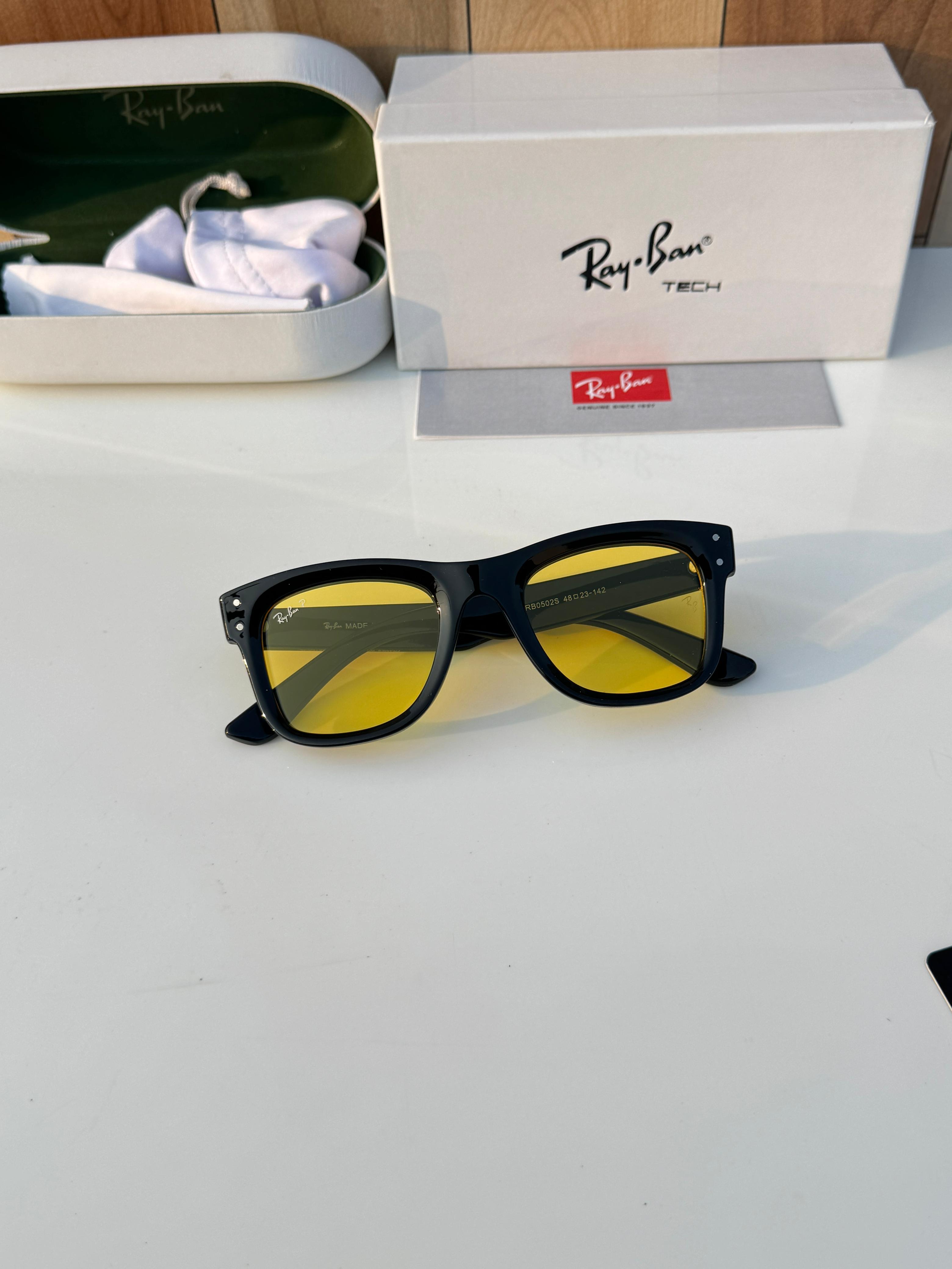 Rayban 0502 Black Yellow Reverse Sunglass Toxic Exclusive