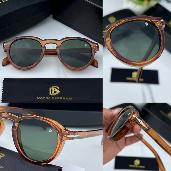 DAVID BECKHAM BROWN/GREEN ROUND SUNGLASS