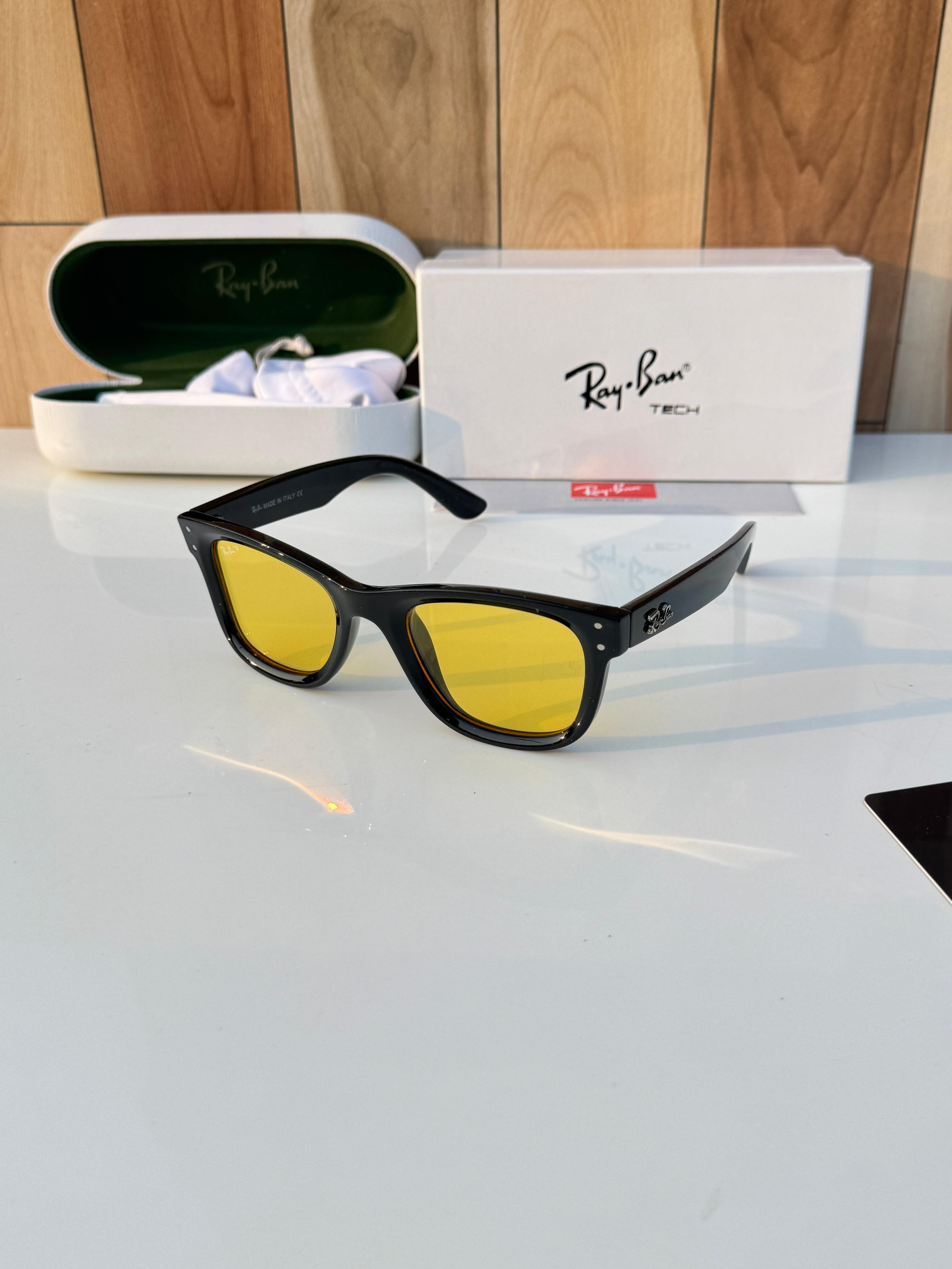 Rayban 0502 Black Yellow Reverse Sunglass Toxic Exclusive