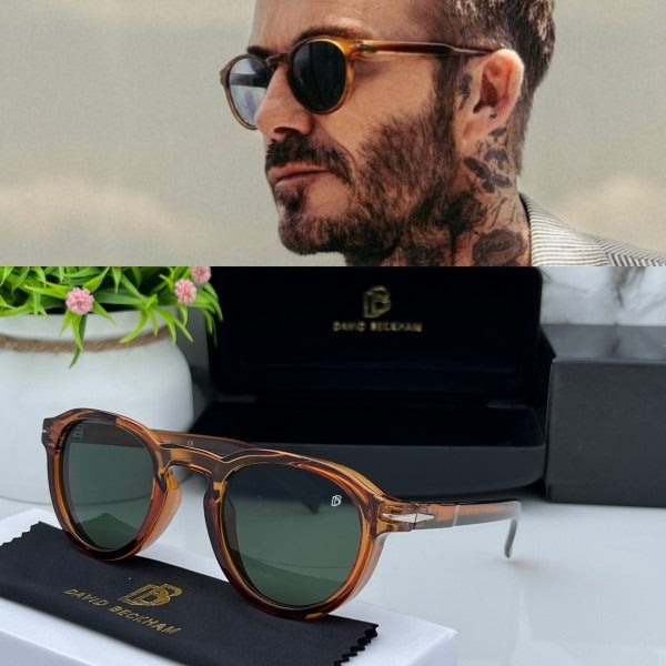 DAVID BECKHAM BROWN/GREEN ROUND SUNGLASS